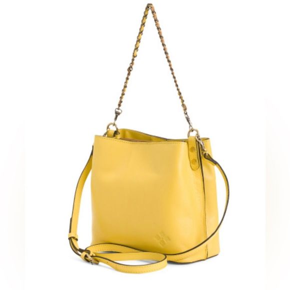 Patricia Nash Yellow Leather Ledra Bucket Purse Bag with Crossbody Strap - Picture 8 of 9